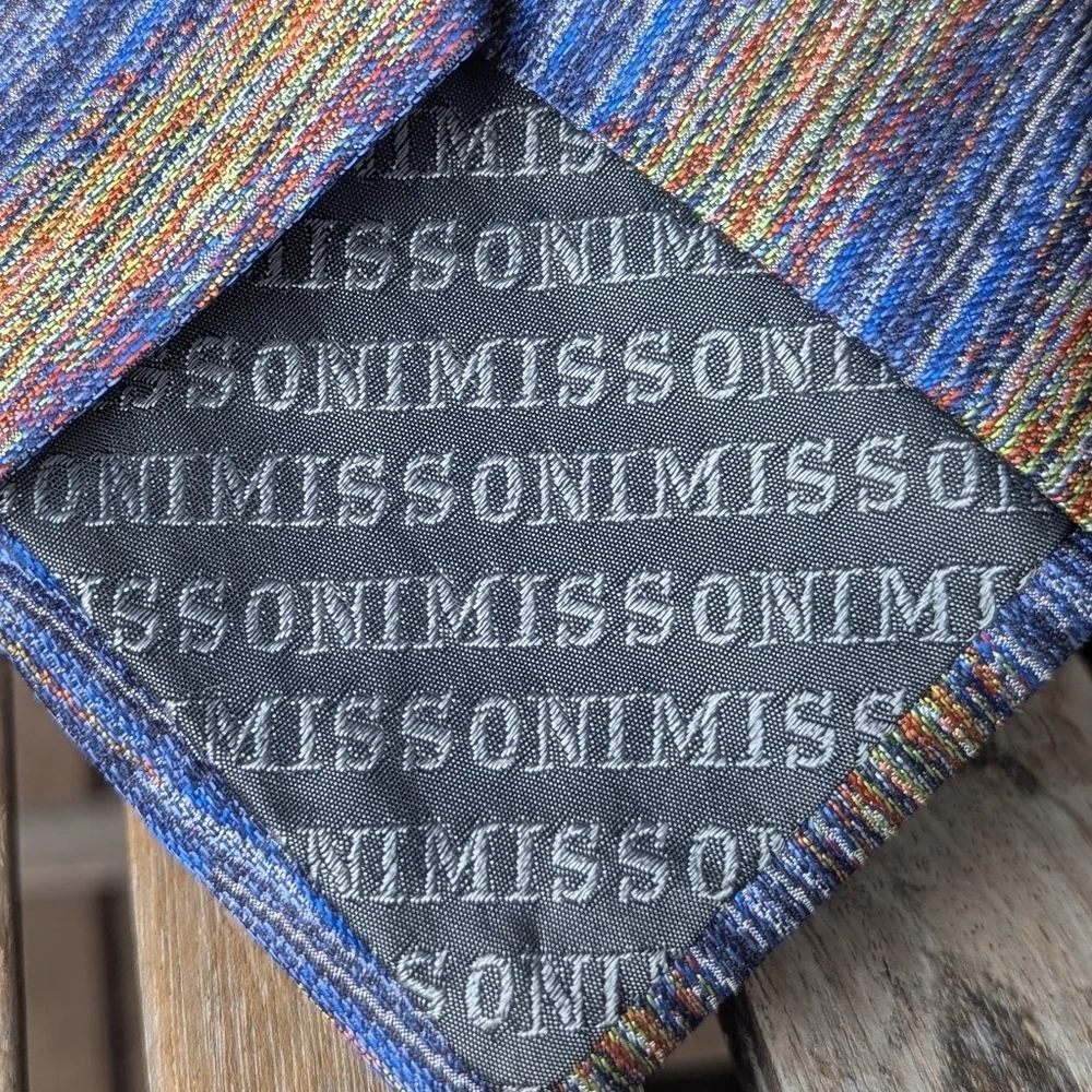 Missoni Cravatte 100% Silk Tie Blue Colorful Made in Italy